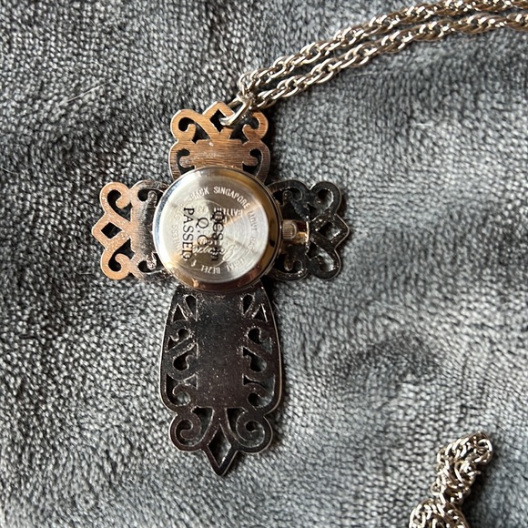 Galaxie By Elgin Cross Pendant Watch With Marcasites - Picture 2 of 4